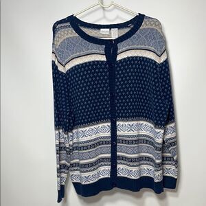 Cherokee Women's Navy Patterned cardigan Sweater